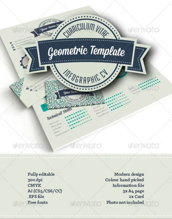 Geometrik şekillerle hazırlanmış infografik CV