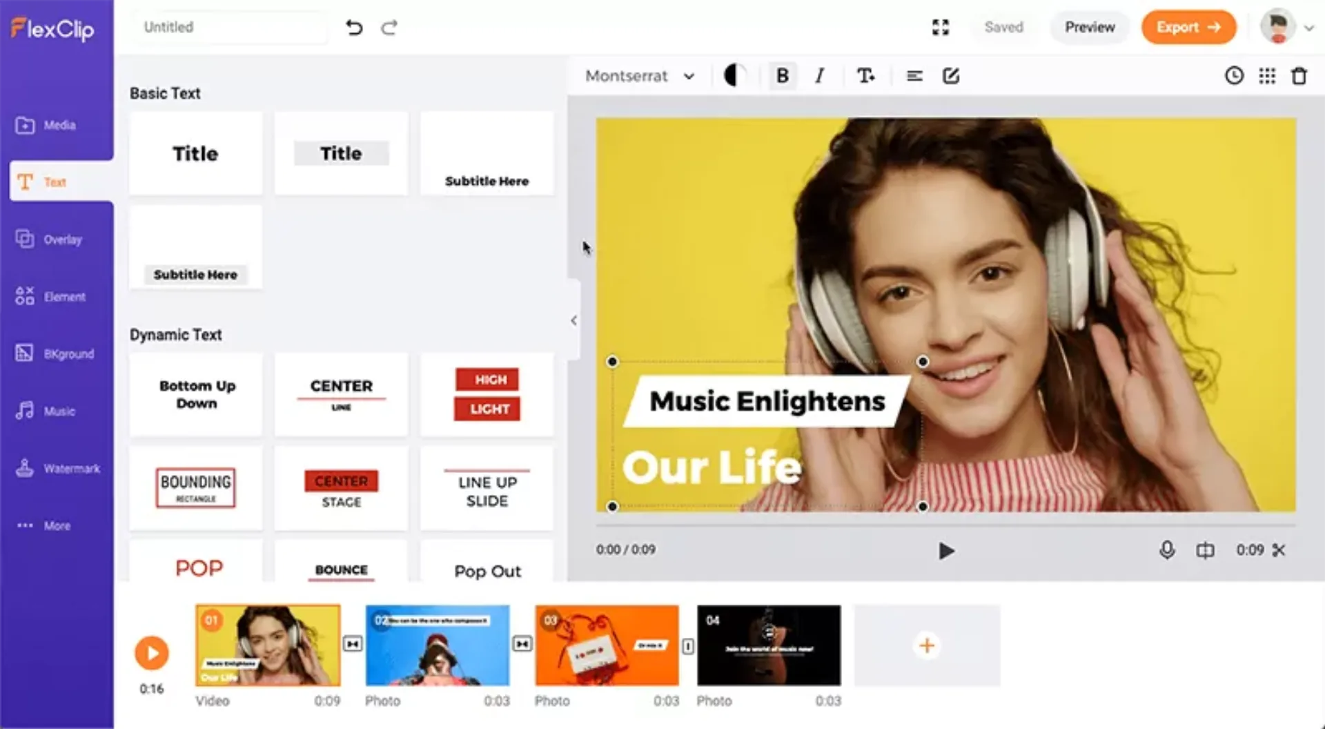 FlexClip online video editing tool