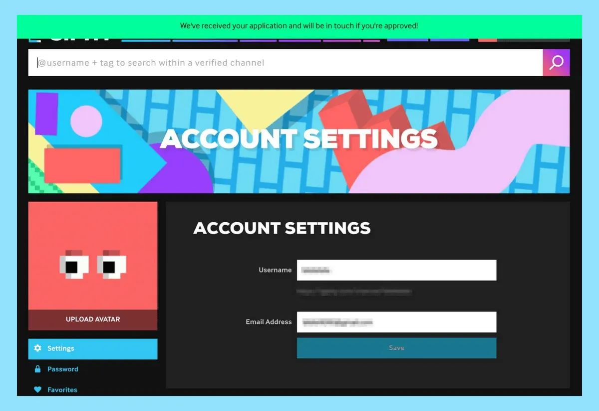 Giphy brand channel application form