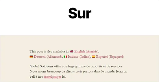 About page translated into French About page translated into French