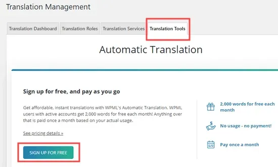 Signing up for automatic translations Signing up for automatic translations