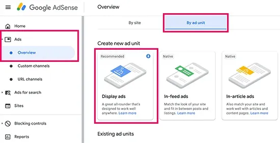 AdSense ad unit types