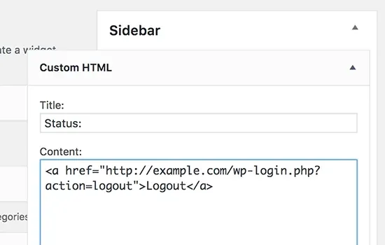 Logout HTML widget