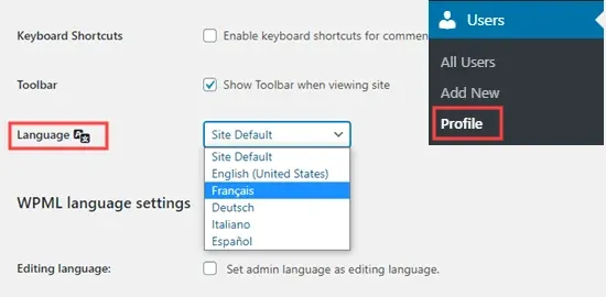 Setting your WordPress admin language Setting your WordPress admin language