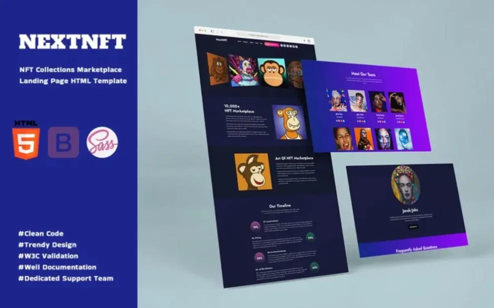 NextNFT Landing Page for NFT Collections and Marketplace
