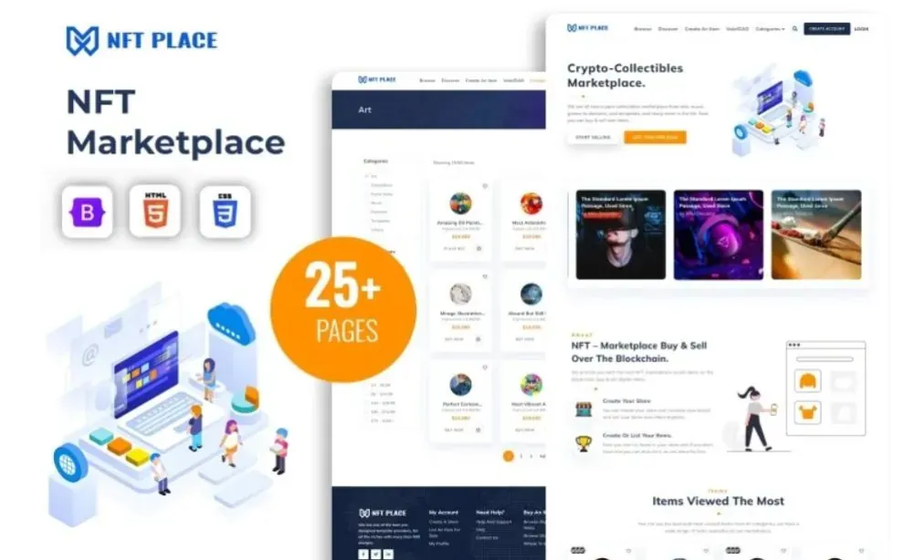 NFT Place Digital Asset Marketplace HTML5 Website Template