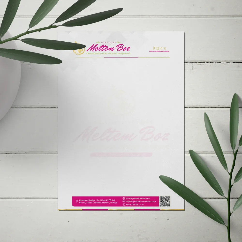 Letterhead Design - Dietitian Meltem B. görsel 2